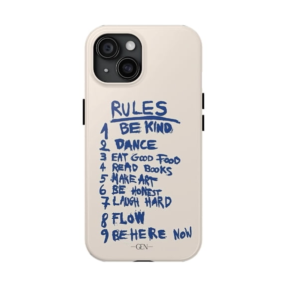 Cases Cover, Life Rules Tough Phone Case – Dual Layer Motivational Handwritten Design for iPhone 16 Pro Max, 16 Plus, 15, 14, 13, 12, 11, X, Samsung Galaxy S25, S24, S23, S22