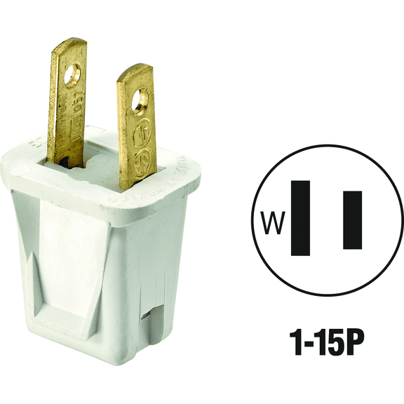 Leviton 123 Cord & Plug in White — UL Listed for US Residential Electrical Code Compliance, Drop-in NEC-Standard Wiring