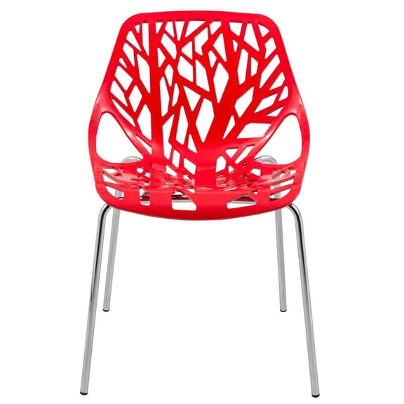 Modern Dining Chair - Antique Style, Stackable, Solid Back, Cut-Out Design, Chrome Legs - Home & Restaurant Seating