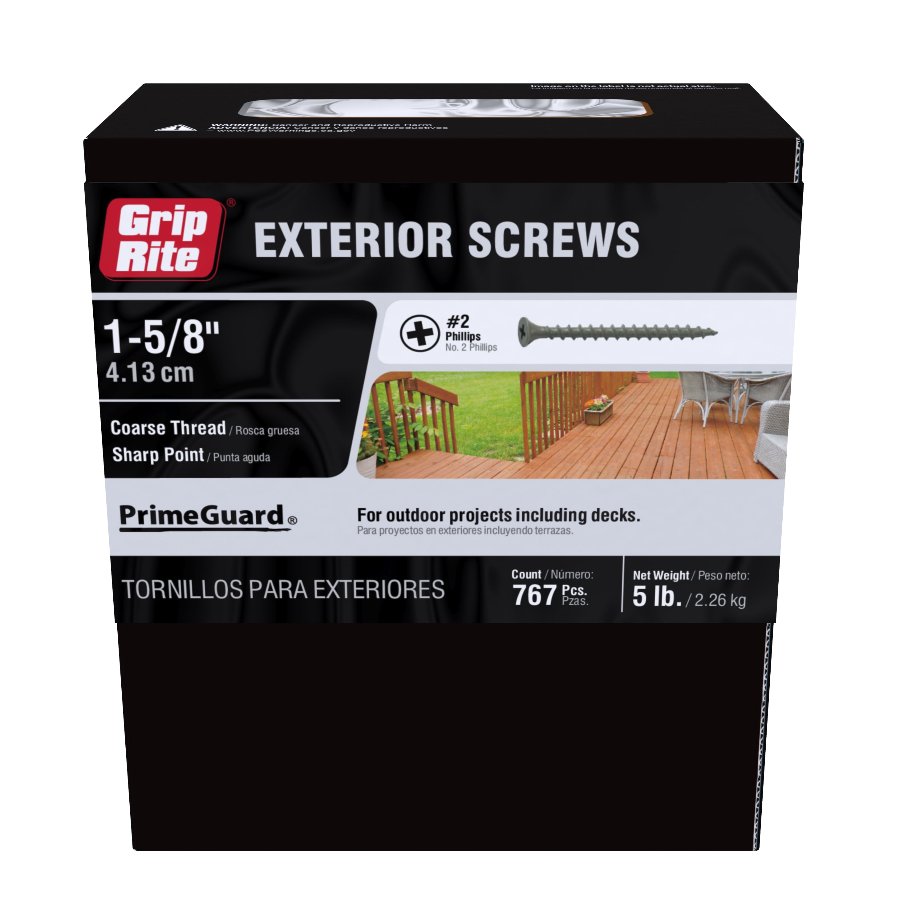 (2 pack) Grip-Rite PrimeGuard Ten #8 x 1-5/8 in. Wood to Wood Deck Screw 5 lb.