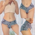 thumbnail image 2 of New European and American women's sexy elastic denim shorts hot pants jeans low waisted bar and nightclub women's clothing, 2 of 12