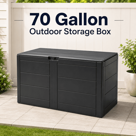 70 Gallon Large Deck Box, Deck Box Outdoor Storage Boxes