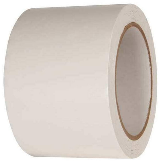 Floor Marking Tape, vinyl, Solid, White, 3 in W., 2.2 mil Thickness, 2 PK