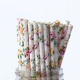 thumbnail image 2 of 25/50/100 Uds pajitas de papel románticas biodegradables Vintage Retro Floral pajitas de papel para beber decoración de Navidad eventos de boda, 2 of 4