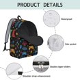 thumbnail image 4 of Game Controller Black Pattern Backpack for School, Cute School Bag with Adjustable Shoulder Straps and Padded Back, 15.7"x11.8"x5.5", 4 of 5