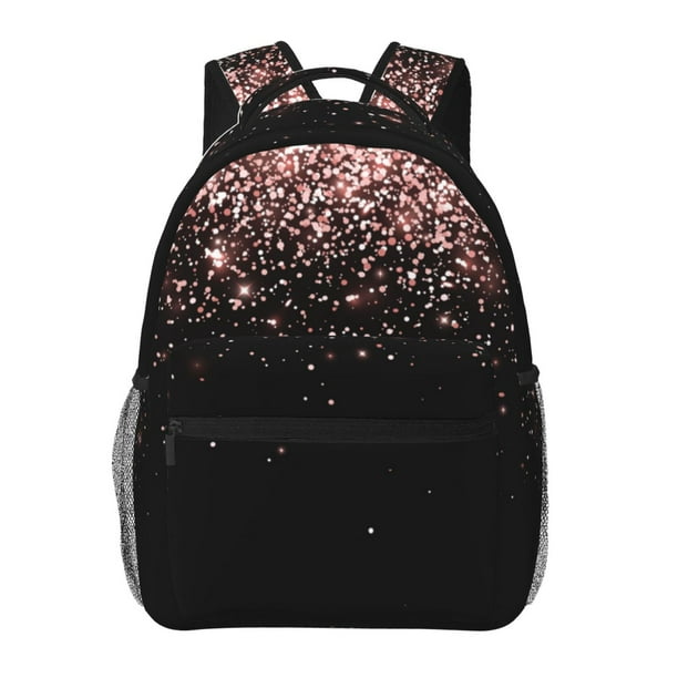 Easygdp Rose Gold Glitter1 Mochila Ergonómica Versátil para Laptop - Múltiples Bolsillos, Correas Ajustables, Unisex para Escuela, Viajes y Actividades al Aire Libre-One Size
