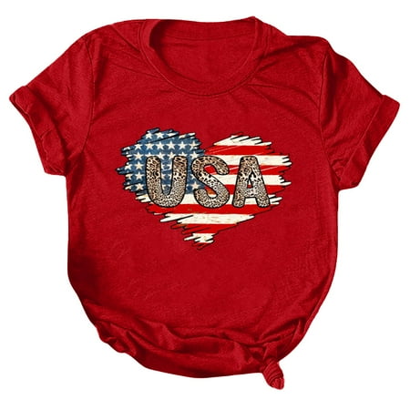 

YDKZYMD Red Women Business Casual Tops Clearance Fashion 2023 T Shirts Trendy USA Star Stripes Printed Women Blouses and Shirts 4th of July Graphic Short Sleeve Maternity Clothes XXL