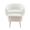thumbnail image 4 of Comfy Leisure Armchair with Ottoman, Teddy Short Plush Particle Velvet Armchair, Modern Accent Chair for Living Room, Indoor Home, White, 4 of 10