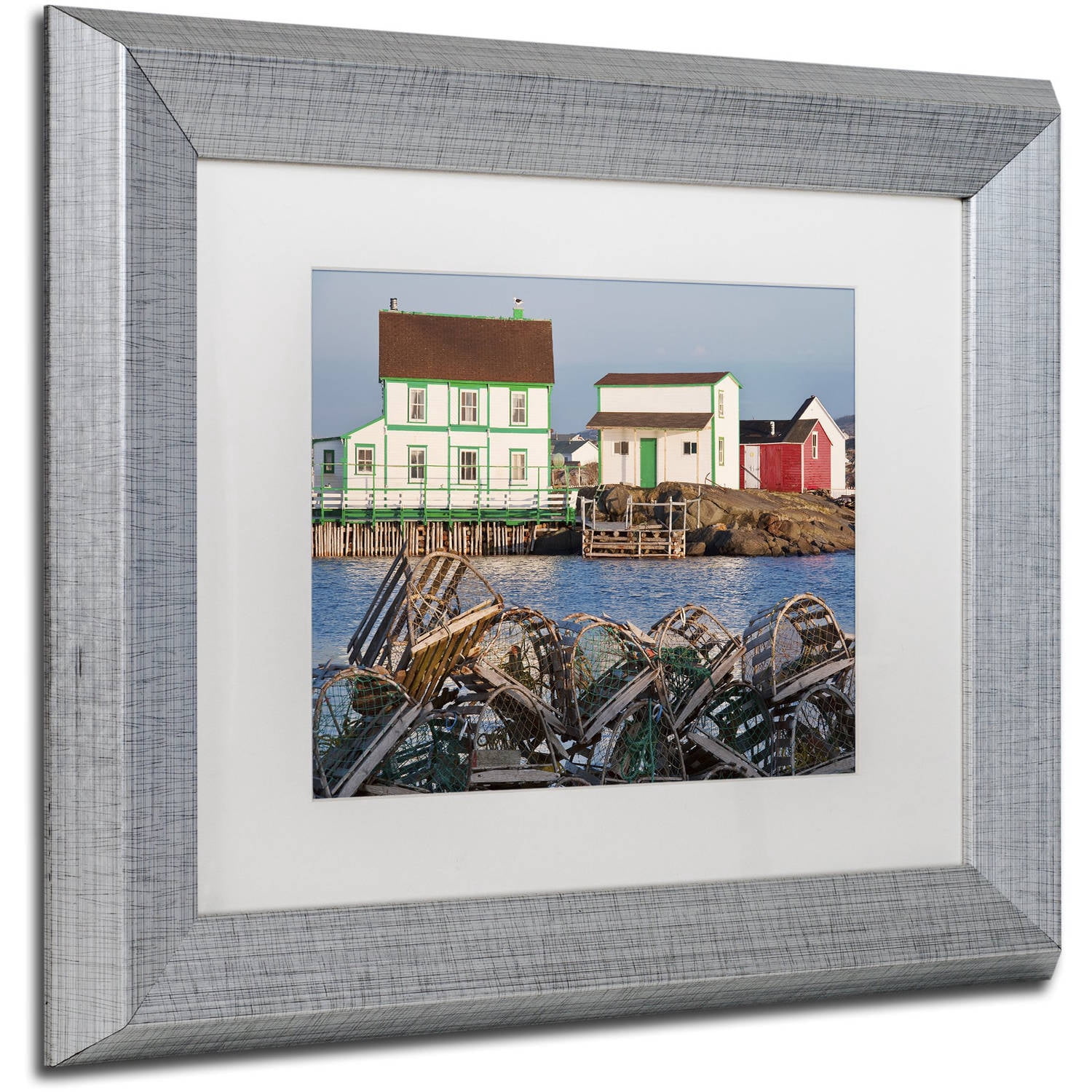 Trademark Fine Art "Lobster Traps" Canvas Art by Michael Blanchette Photography White Matte, Silver Frame
