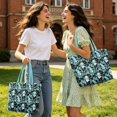 thumbnail image 2 of Jeiento Teal Snowman Print Quilted Tote Bag for Women Large Capacity Winter Shoulder Purse with Zipper Closure for Christmas Shopping Work Travel Holiday Gifts, 2 of 7