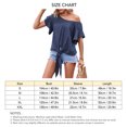 thumbnail image 5 of Top de mujer con cuello redondo, mangas cortas con volantes, dobladillo con lazo, camiseta informal holgada y cómoda de verano para el trabajo, cita diaria, azul oscuro M, 5 of 5