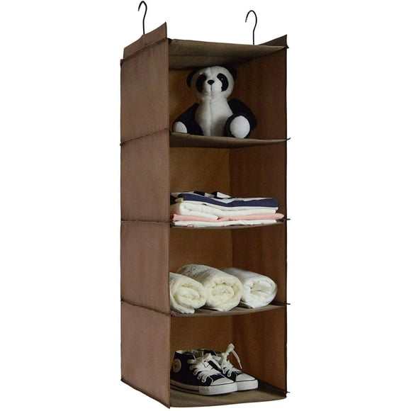 PIPETPET Organiseurs et Rangement Suspendus en Oxford à 4 Tablettes pour Garde-Robe, Organiseur de Rangement Pliable pour Garde-Robe, pour Garde-Robe de VR et Camping, Organiseur Suspendu pour Chaussures Jouets Vêtements de Bébé