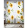thumbnail image 2 of Sunflower Sheer Curtains 96 Inch Length 2 Panels Set, Yellow Spring Watercolor Floral White Voile Window Treatment Semi Sheer Long Curtains Drapes for Bedroom/Living Room/Kitchen 52"x96"x2, 2 of 7