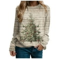 thumbnail image 3 of idosla Women Christmas Cartoon Fun Gift Casual Sweatshirt Xmas Novelty Christmas Light Casual Pullover Fall Sweatshirt (White, L), 3 of 8