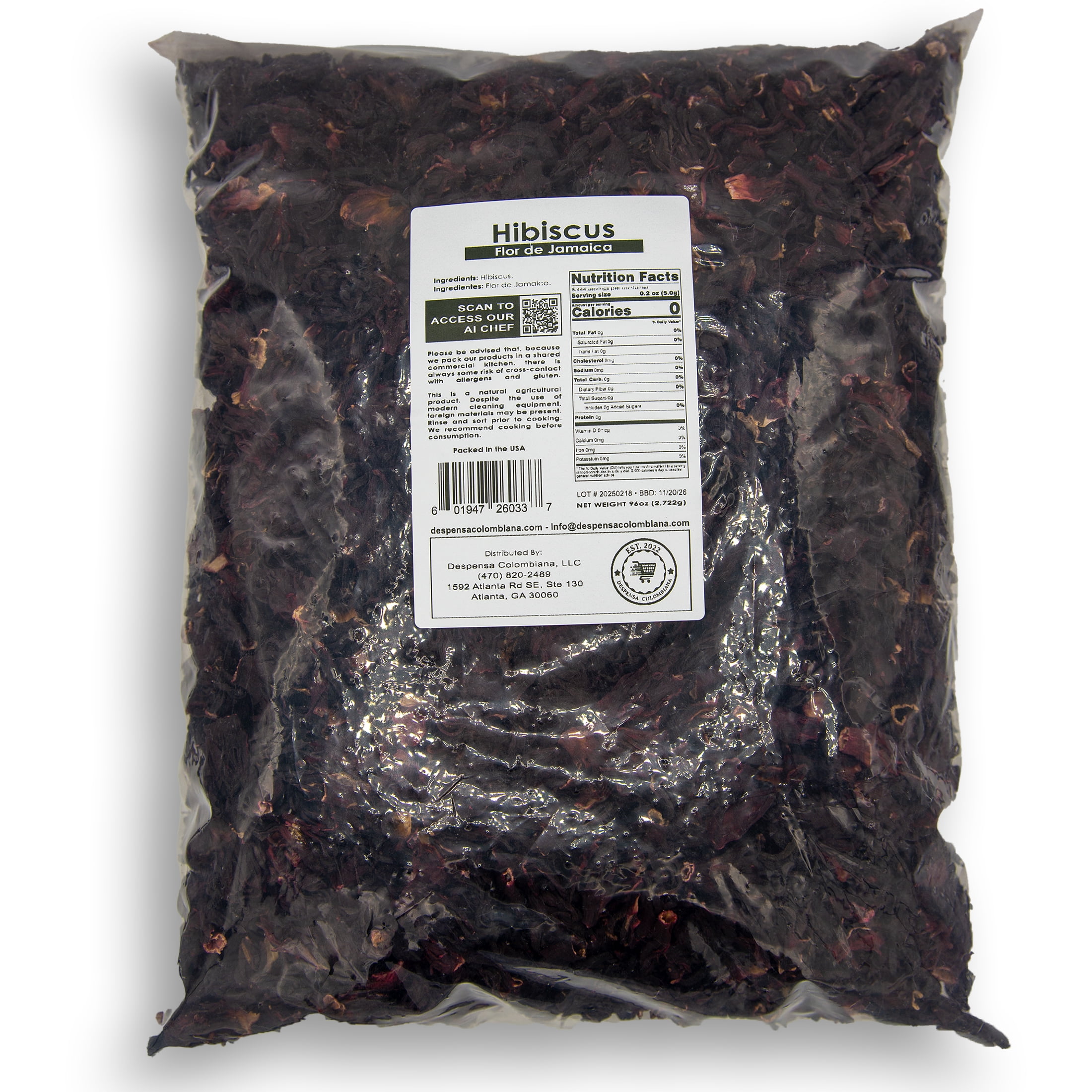 Despensa Colombiana, Dried Hibiscus Loose-Leaf Flor de Jamaica, 96.00 oz Bag