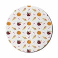 thumbnail image 1 of Cartoon Mouse Pad for Computers, Doodle Style Illustration of Ice Creams Oranges Apples Caterpillars and Bows, Round Non-Slip Thick Rubber Modern Gaming Mousepad, 8" Round, Multicolor, by Ambesonne, 1 of 2