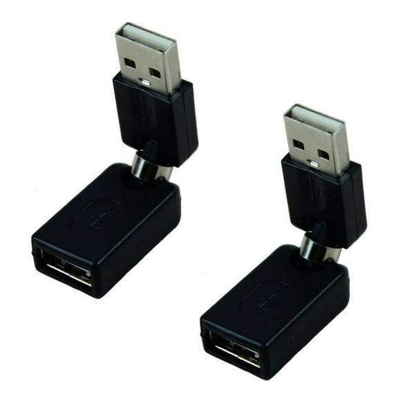 2X Black USB 2.0 Male to Female 360 Degree Rotation Angle Extension Adapter
