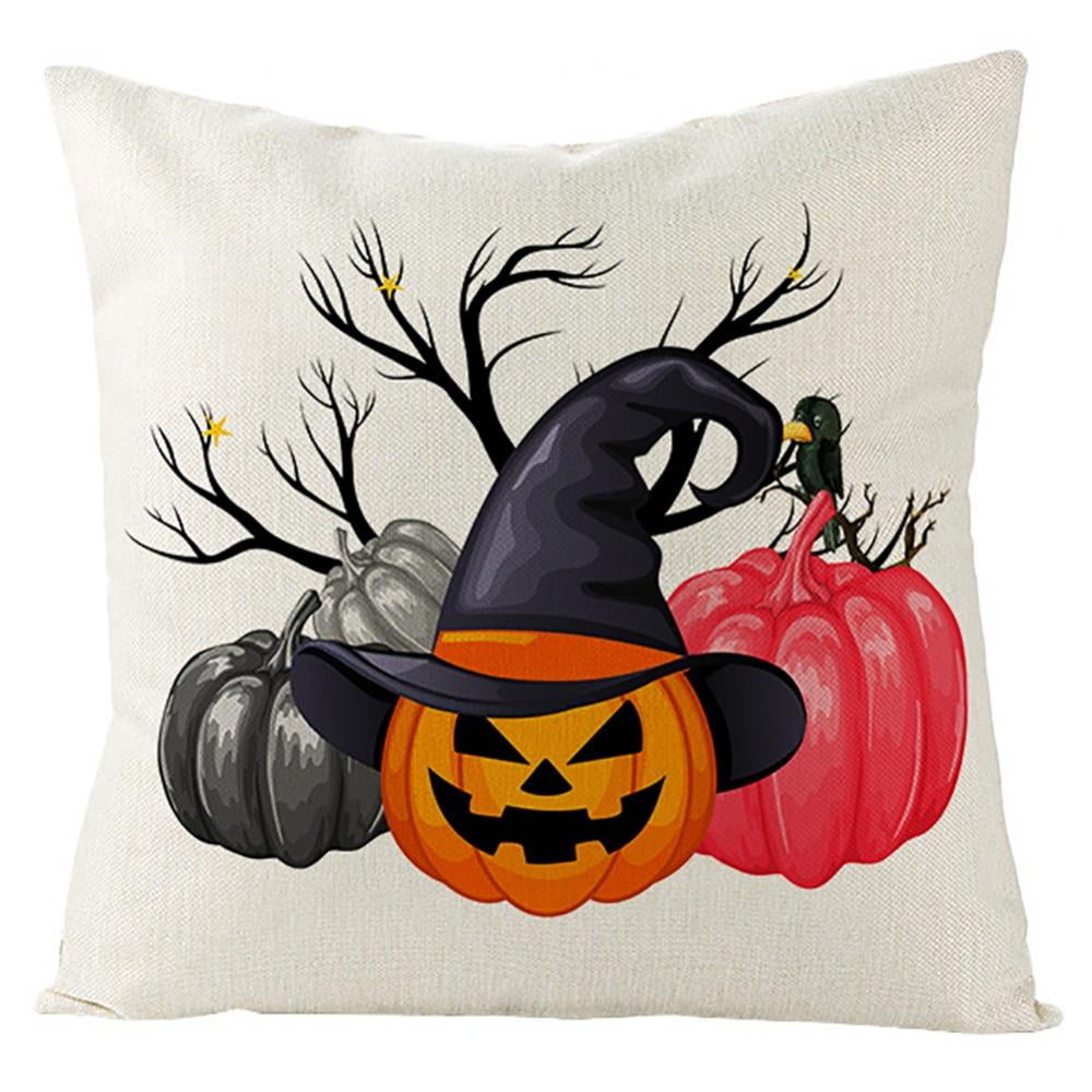 Square Halloween Pumpkin Throw Pillow Cover Pillowcases Decorative Sofa Cushion 