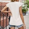thumbnail image 6 of Mittory Womens Summer Tops V Neck Ruffle Short Sleeve T Shirts Eyelet Loose Fit Blouses, 6 of 6