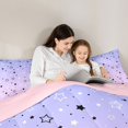 thumbnail image 4 of Manfei Sparkle Stars Heart Print King Size Comforter Sets,Celestial Theme Comforters King Size,Purple White,Pink Reversible,3-Piece,1 Comforter and 2 Pillowcases, 4 of 7