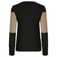 thumbnail image 4 of Oplxuo Women's Color Block Long Sleeve Tops Fall Dressy V Neck Blouses Business Casual Loose Tunic Shirts, 4 of 6
