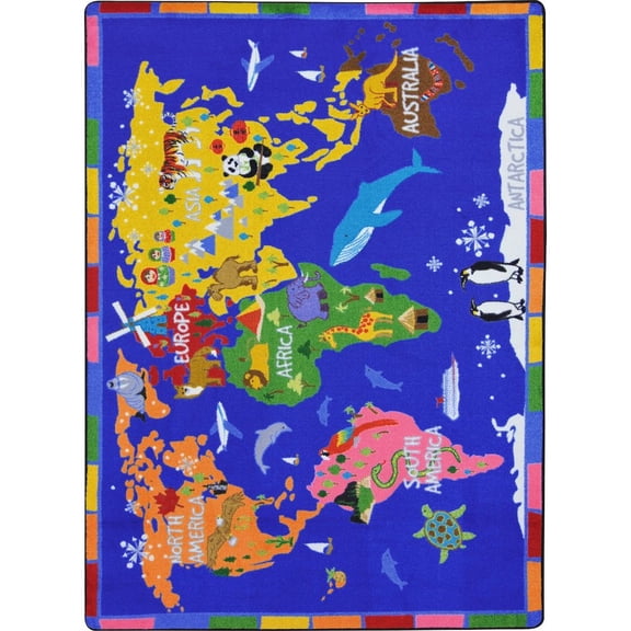Joy Carpets Kid Essentials World of Wonders 7'8" x 10'9" Area Rug in Color Multi