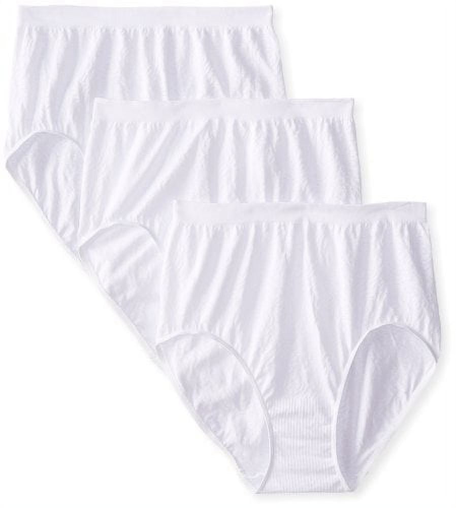 Bali Women's Microfiber Seamless Brief Panty (Pack of 3) 3 White Damask 