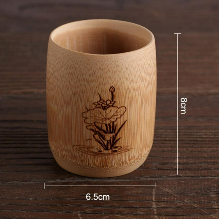 TXV Mart | Disposable or Reusable Natural Bamboo Wood Drinking Cup 12 oz |  Wooden Tea Cup Coffee Mug Wine Mug, 4 Pack