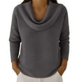 thumbnail image 2 of HLKJKLS Oversized Sweatshirt For Women Cozy Knit Fall Winter Cowl Neck Long Sleeve Loose Pullover Tops Gray S-3Xl, 2 of 4