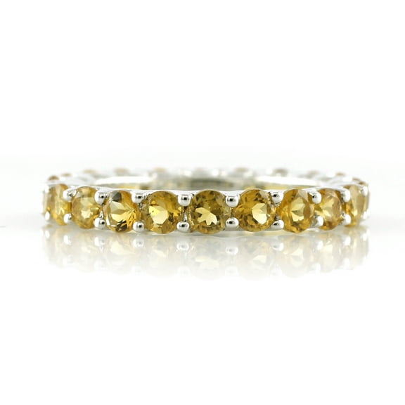 Eternity Band 2.40 Ctw Round Yellow Citrine Gemstone 925 Sterling Silver Women Stacking Ring GIFT FOR HER