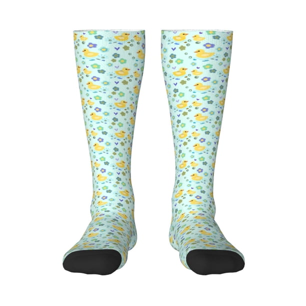 Fotbe Duck Cartoon Calcetas Divertidas Estampadas para Hombre y Mujer, Calcetas de Algodón hasta la Rodilla para Caminar, Correr, Enfermería y Embarazo