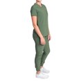 thumbnail image 3 of Medgear Fleur Women's Stretch Scrub Set with Zip Pocket Top and Jogger Pants, Olive, Small, 3 of 3
