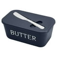 thumbnail image 3 of BUTOMKY Butter Dish with Lid - Plastic Butter Storage Container, Large Countertop Butter Keeper for Refrigerator & Kitchen (Includes Butter Knife) White Blue, 3 of 7