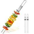 thumbnail image 2 of XKHHLH 2 Pieces Skewer for Grilling, Metal Stainless Steel BBQ Stick with Push Bar, Double Pronged Kebab Tool Quick Release Meat, Chicken, Vegetable and Fruit, 2 of 6
