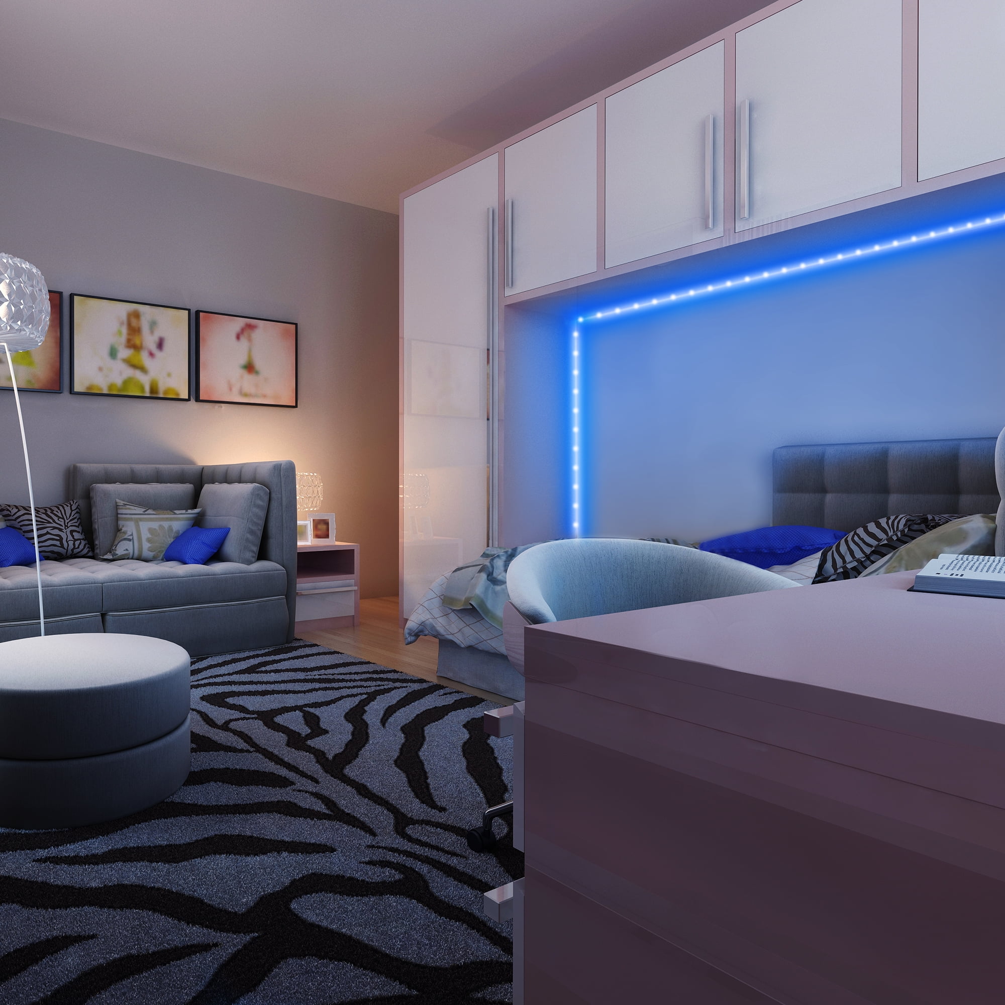 onn Multicolor LED Light Strip with Remote Control, 25'