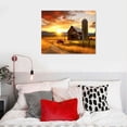 thumbnail image 4 of JRXY Farmhouse Canvas Wall Art Picture: Framed Large Farm Artwork Barn View Field Scenes Sunset Landscape Village Painting Prints for Living Room Dining Room Wall Decoration 20x16 Inch 20x16in, 4 of 4