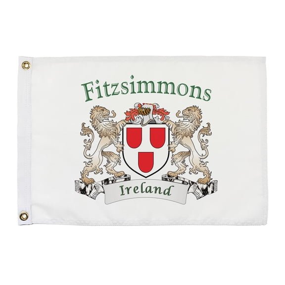 Fitzsimmons Irish Coat of Arms Small White Flag - 16"x10.5" inches