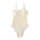 thumbnail image 1 of Gibobby Traje de Baño Sexy Bikini Trajes de baño para mujer Traje de baño con curvas Lindo Sexy Un hombro Corte Traje de baño fruncido(Beige,G), 1 of 5