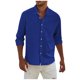 thumbnail image 1 of Men's Fashion Long Sleeve Solid Colour Casual T Shirt Button Regular Fit Shirt TopL, 1 of 5