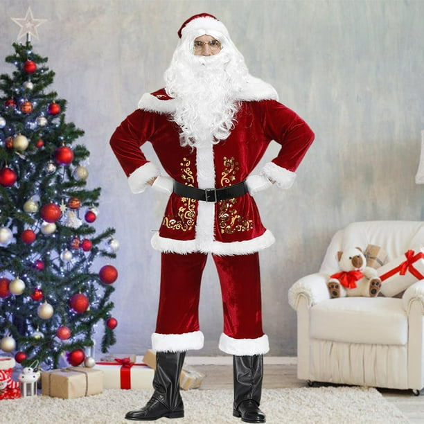 Disfraz Noel clasico de Navidad alto Noel ropa conjunto de disfraces conjunto de manga larga con guantes padre SG Baoblaze Traje de Santa Claus Walmart en linea