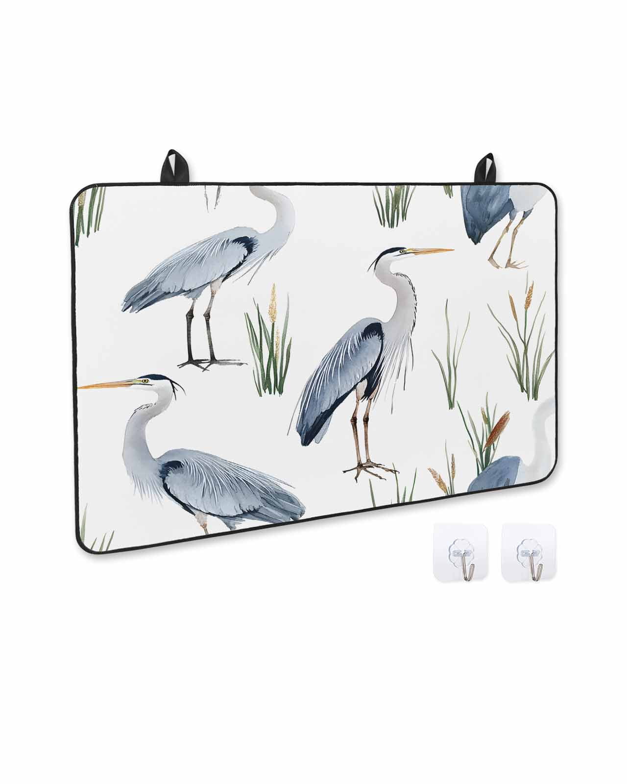 nqOlkjepod Large Induction Cooktop Protector Mat 36"x21", Watercolor Birds Stove Top Covers for Electric Stove, Tropical Animal Green Grass Decorative Stove Burner Cover Mats, Glass Top Stove Cover