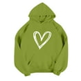 thumbnail image 4 of Women's Love Sweatshirts and Hoodies Heart Printed Drawstring Hooded Pullover Long Sleeve Casual Cute Tops (XL, Green), 4 of 4