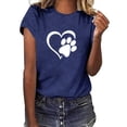 thumbnail image 1 of Gibobby Blusa de Trabajo de Manga Corta Camisetas mujer Cuello redondo Ultra Manga corta Pata Amor Corazón Estampado Cómodo Casual Tops Blusa para(Azul,CH), 1 of 3