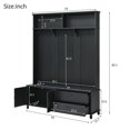 thumbnail image 6 of EUROCO 80.3" Large Entryway Hall Tree with Storage Bench and Coat Rack, 5 Hooks, 2 Large Drawers for Hallway Living Room Bedroom Home, Black, 6 of 8