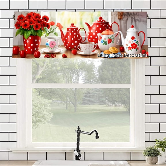 Rod Pocket Polyester kitchen Curtain Valances for Windows For Indoor Living Room Bedroom Kitchen Decoration 54x18 inch