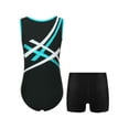 thumbnail image 2 of Runhomal Gymnastics Leotards for Boys Tumbling Dance Outfit Tank Unitard with Shorts Sleeveless Blue Green&Black 6, 2 of 5
