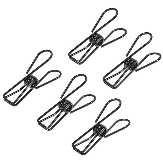 Uxcell Clips de alambre de metal pequeños de 1", abrazaderas multiusos para bolsas, negras, 45 unidades