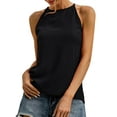 thumbnail image 4 of Xuanfei Women Halter Neck Solid Color Sleeveless High-Low Hem Tank Top, 4 of 7