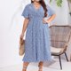 thumbnail image 1 of Puntoco Vestido De Manga Corta Con Cuello En V, Vestido De Verano De Manga Corta Con Cuello En V Estampado Talla Grande Azul Xxxl, 1 of 7