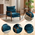 thumbnail image 5 of Ktaxon Chenille Accent Chair, Solid Wood Armrests Armchair, Metal Frame for Stability, Single Sofa with Comfortable Cushions and Lumbar Pillow Blue-Green, 5 of 8